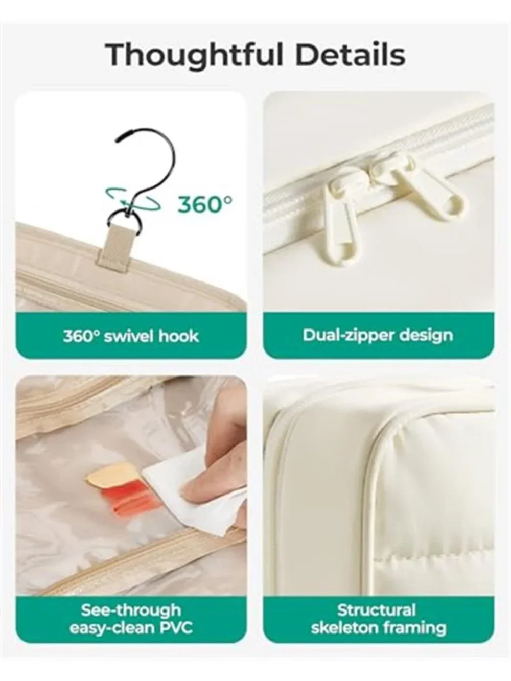 Hanging Toiletry Bag Travel Makeup Organizer Cosmetic Case Waterproof Puffer